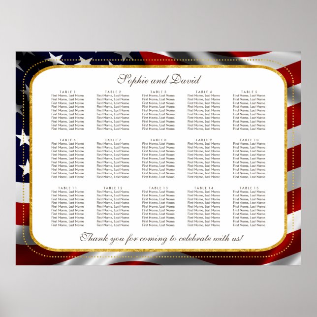 Poster Patriotic Gold Foil USA Mariage du drapeau (Devant)