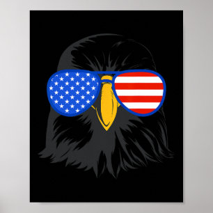 Poster Patriotique Eagle Sungles 4 Juillet Usa American B