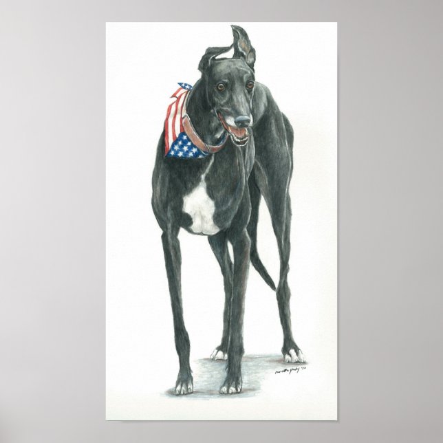 Poster Patriotique Greyhound Dog Arr Imprimer (Devant)
