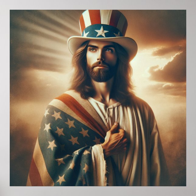 Poster Patriotique Jésus Américain Bible chrétienne Poste (Devant)