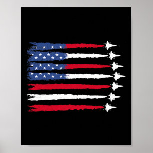 Poster Patriotique Rouge Bleu Bleu Usa Drapeau Jets 4e