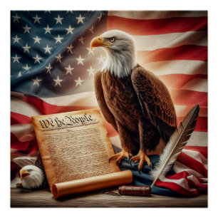 Poster Patriotisme américain de l'aigle chauve