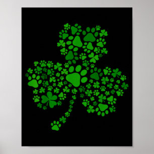 Poster Patte de chien trèfle Saint-Patrick journee chien