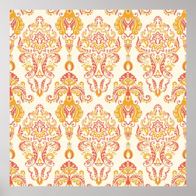 Poster Patten vintage fleuri sans couture. Guerre baroque (Devant)