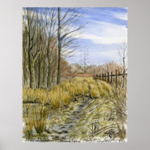 Poster "Pâturage au début de mars" aquarelle paysage