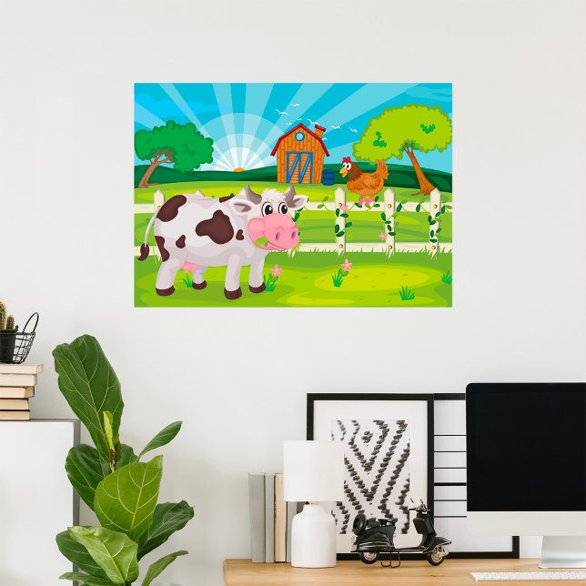 Poster Pâturage De Vaches Sur Une Ferme (Créateur téléchargé)