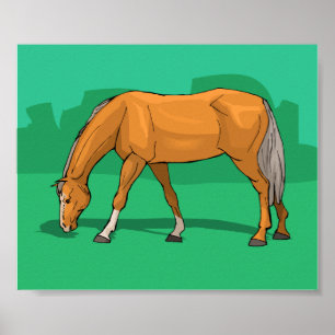 Poster Pâturage Palomino Cheval Thème Equine