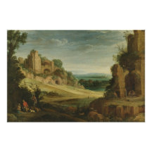 Paul Bril Paysage avec fête de chasse