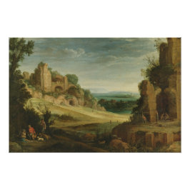 Poster Paul Bril Paysage avec fête de chasse