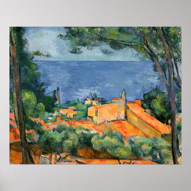 Poster Paul Cezanne - Estaque aux toits rouges (Devant)