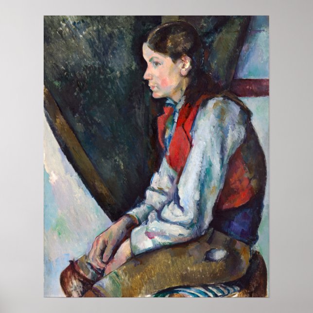 Poster Paul Cezanne - Garçon dans la veste rouge (Devant)
