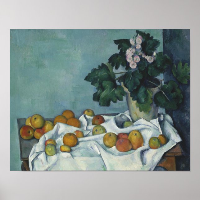 Poster Paul Cezanne - Vie morte avec pommes et pots (Devant)