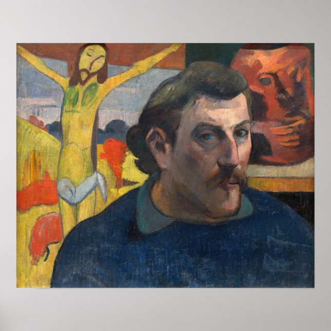 Poster Paul Gauguin - Autoportrait avec Christ Jaune (Devant)