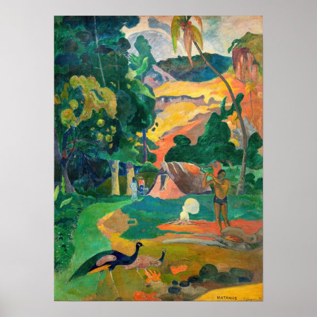 Poster Paul Gauguin - Paysage avec Peacocks / Matamoe (Devant)