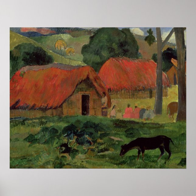 Poster Paul Gauguin | The Three Huts, Tahiti, 1891-92 (oi (Devant)
