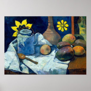 Poster Paul Gauguin Une vie morte avec théière et fruits