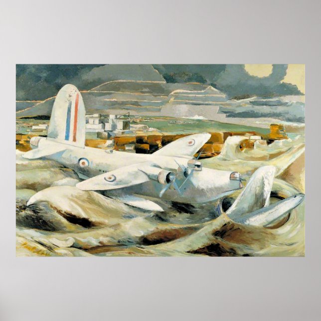 Poster Paul Nash - Défense d'Albion, célèbre peinture, (Devant)