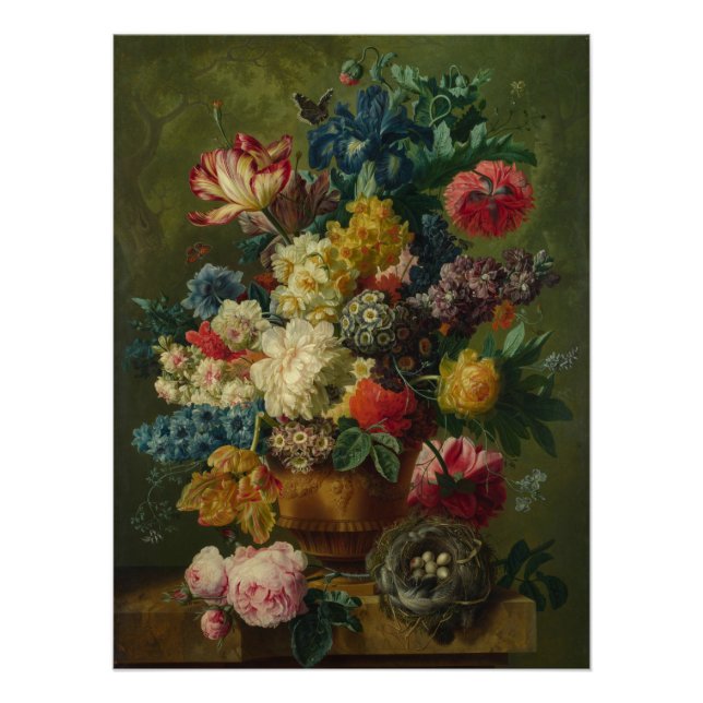 Poster Paulus Theodorus Van Brussel - Fleurs Dans Un Vase (Devant)