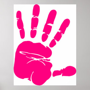 Poster Paume de peinture rose à la main