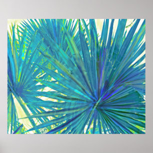 Poster paumes bleues abstraites