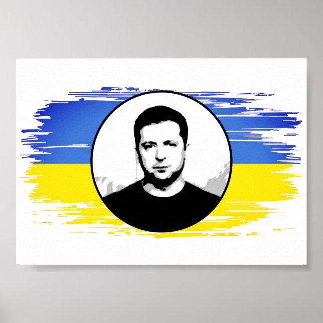 Poster Pavillon bleu jaune d'Ukraine Zelenskyy (Devant)