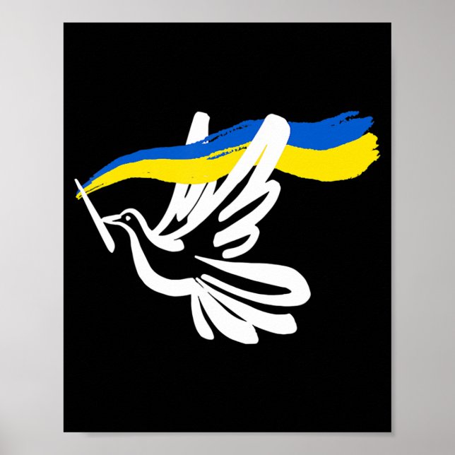 Poster Pavillon bleu jaune ukrainien avec soutien à la co (Devant)