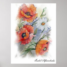 Poster Pavot à écarlate d'aquarelle