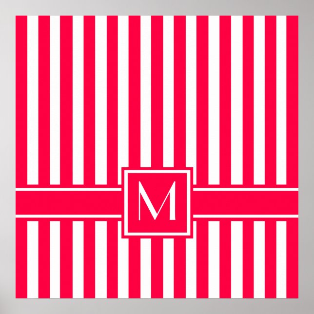 Poster Pavot moderne en bande avec Monogramme (Devant)