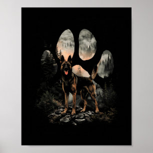 Poster Paw Belge Malinois Chien Maman Papa Montagnes Couc