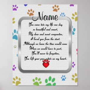 Poster Paw Prints on My Heart Poem Pet Memorial