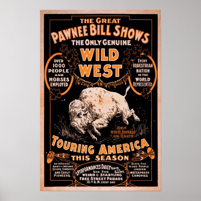 Poster Pawnee Bill Wild West Show (Devant)
