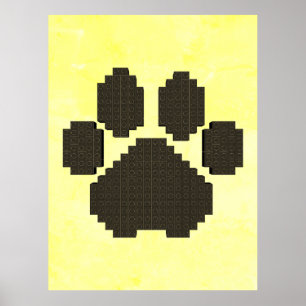 Poster Pawprint de chien noir Blocs de construction dépri