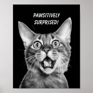 Poster PAWSITIVEMENT SURPRIS ! Drôle Crazy Cat
