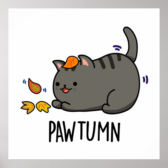 Poster Pawtumn Funny Automne Kitty Cat Pun (Devant)