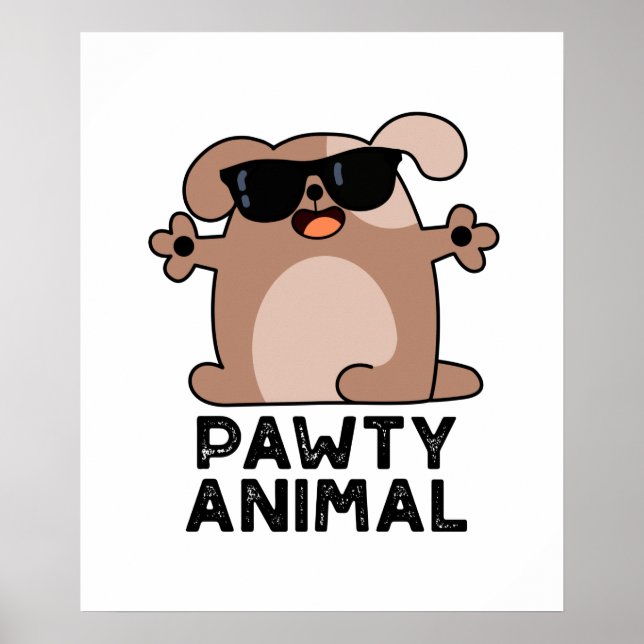 Poster Pawty Animal Funny Party Chien Pun (Devant)