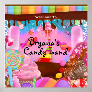Poster Pays de bonbons Fête Fantaisie Anniversaire Person
