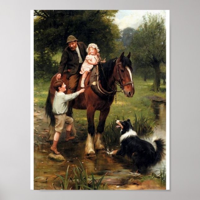 Poster Pays de collie de cheval de famille (Devant)