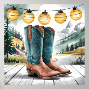 Poster Pays des bottes de cowboy de l'art du mur occident