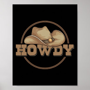 Poster Pays Howdy Cowboy Casquette Western Cowboy