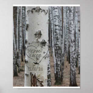 Poster Pays personnalisé Noms sculptés rustiques dans le