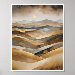 Poster Paysage abstrait bohème vallonnées