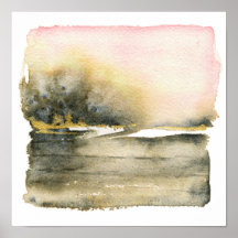 Paysage Abstrait carré Aquarelle Art Imprimer