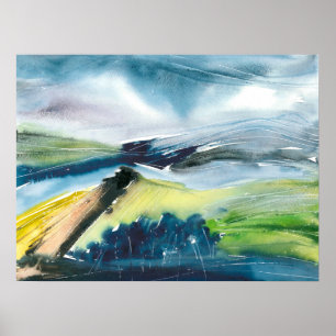 Poster Paysage Abstrait couleur aquarelle