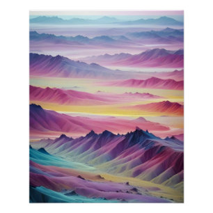 Poster Paysage Abstrait Montagnes Vallée Nature Scénario