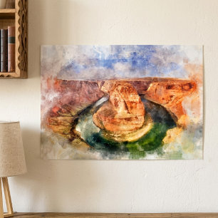 Poster Paysage aquarelle de Horseshoe Bend Grand Canyon