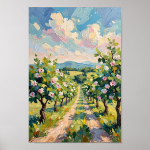 Poster Paysage Artistique de Fleur d'Arbre Fruitier Vinta