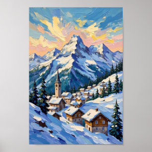 Poster Paysage artistique de voyage dans les Alpes suisse