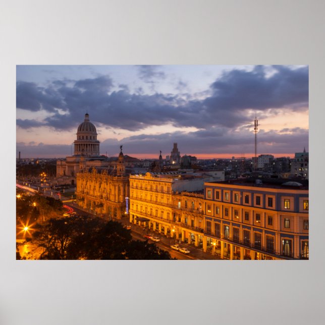 Poster Paysage au coucher du soleil, La Havane, Cuba (Devant)
