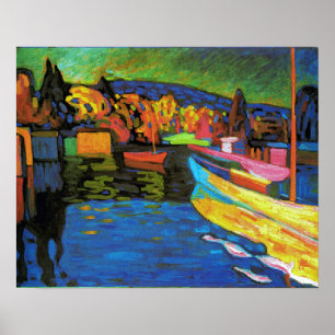 Poster Paysage Automne Avec Bateaux