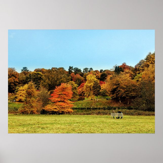 Poster paysage automne rouge et orange (Devant)